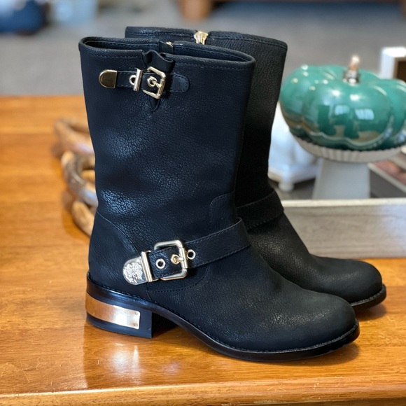 Vince Camuto Shoes - Vince Camuto motorcycle boot Gold  hardware